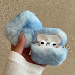 Fluffy Fur AirPods Case - Light Blue Plush