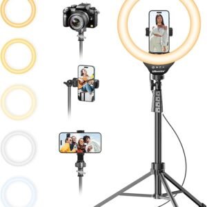 LED Ring Light with Tripod Stand & Remote Shutter – Touch Control, Phone & Camera Holder, USB Powered