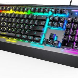 TECKNET Wired Gaming Keyboard - RGB Backlit - 104 Keys - Black