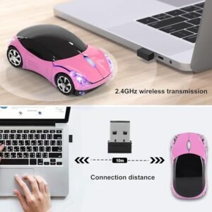 Car Shape Wireless Mouse - Pink - 1600 DPI