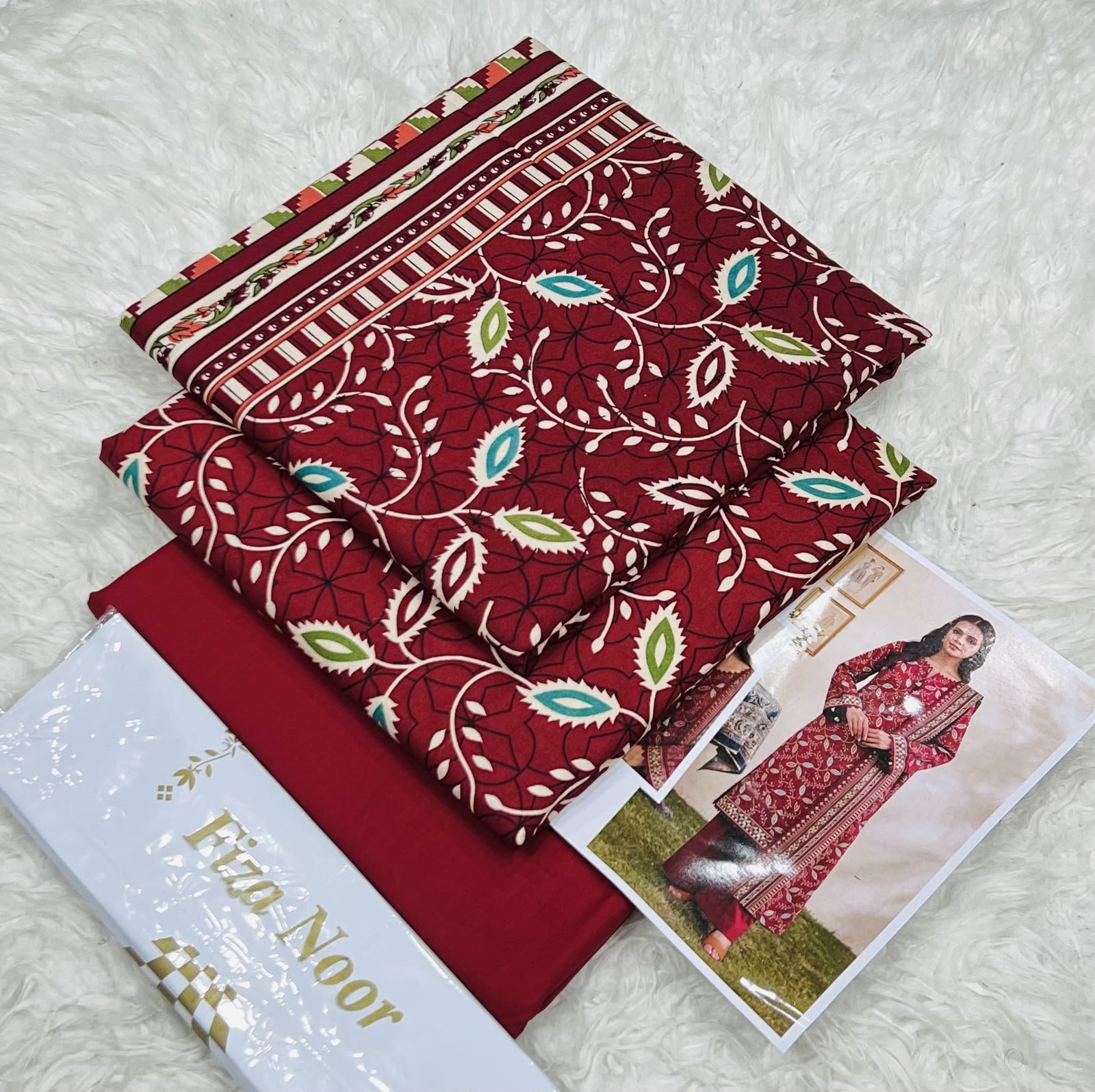 Fiza Noor 3-Piece Unstitched Printed Lawn Suit