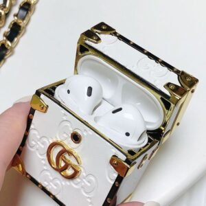 Luxury Trunk AirPods Case - White & Gold - Designer Style