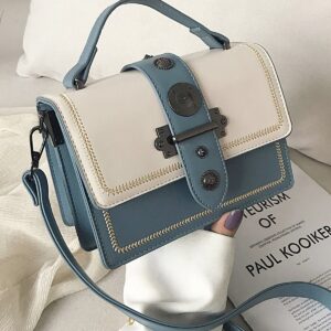 Vintage Two-Tone Blue & Cream Studded Shoulder Bag