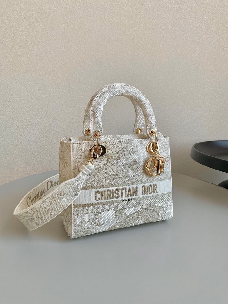 Luxury Embroidered Canvas Top-Handle Bag with Wide Strap